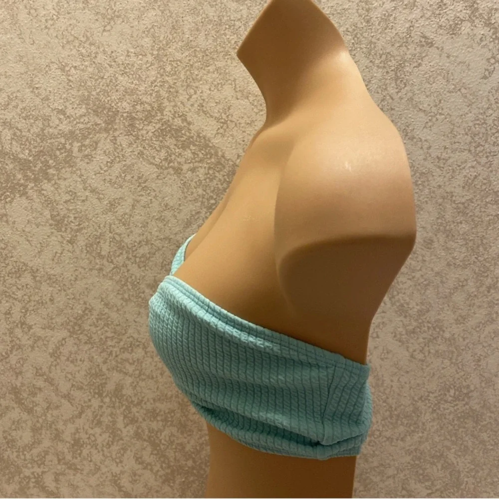 SHEIN Seafoam Textured Bandeau Bikini Top
